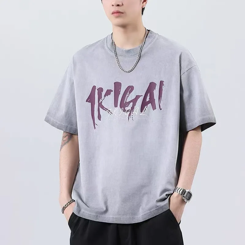 

Retro T-shirt for boys, summer 2025 new style, wasteland style, loose and fashionable printed trendy street short sleeved top