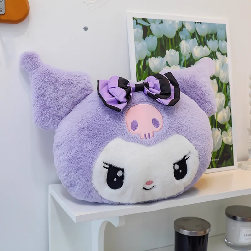 

Sanrio Kuromi плюшевая игрушка, мягкая пушистая аниме-подушка, милая фиолетовая плюшевая подушка Kuromi для спины, подарки на день рождения для девочки