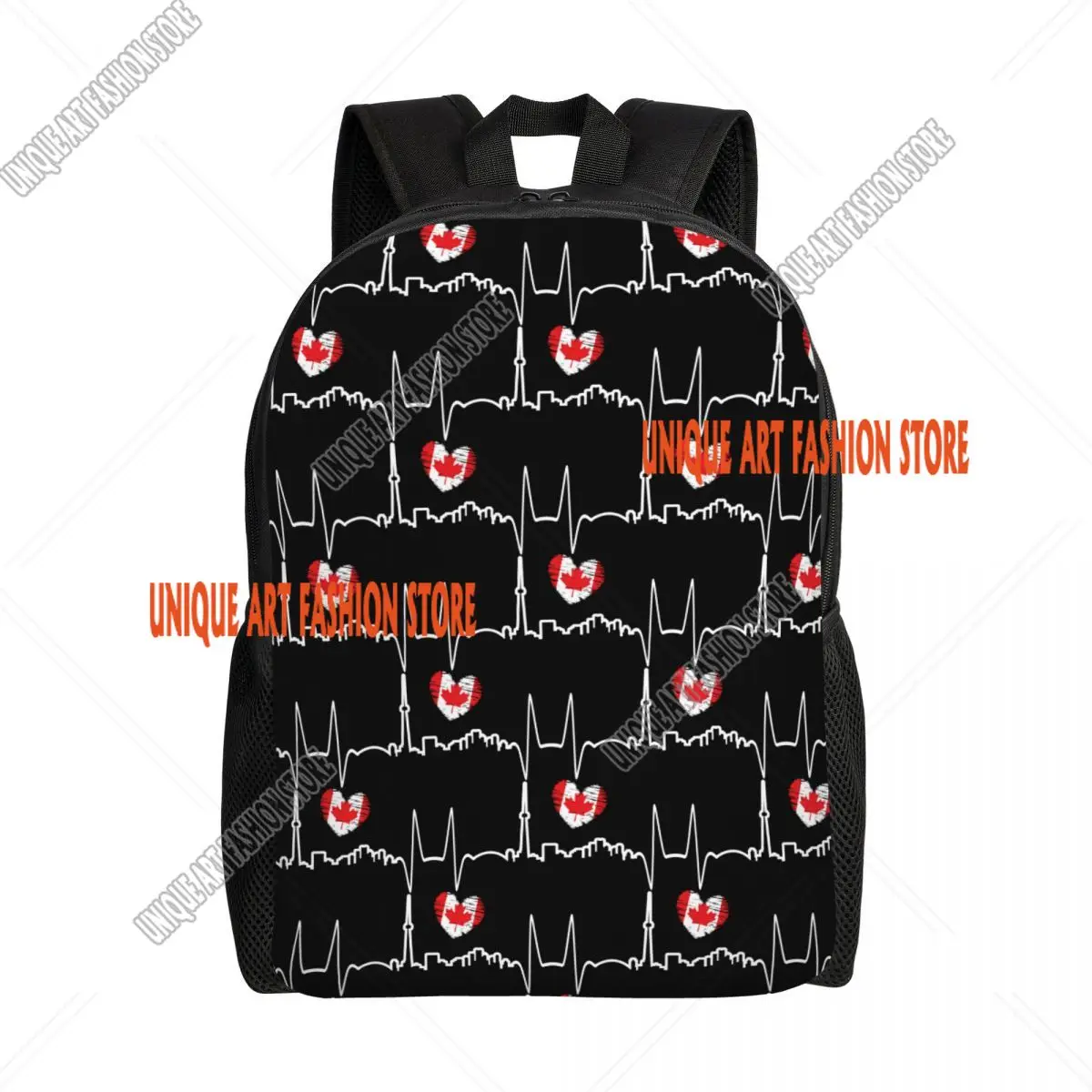 

Heartbeat Canada Travel Backpack Men Women School Computer Bookbag Canadian Patriotic Pride College Student Daypack Bags