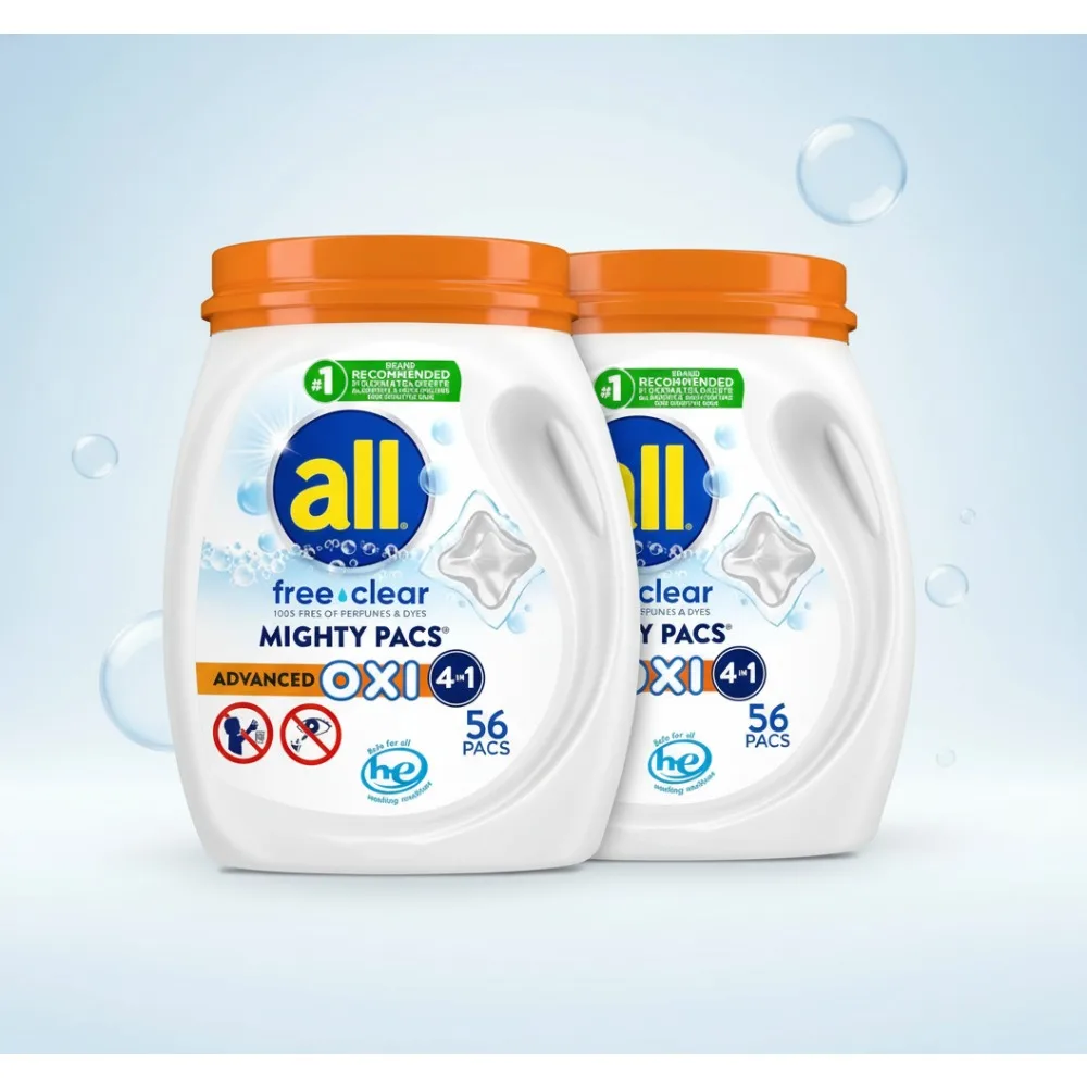 

Hypoallergenic Laundry Detergent Pacs for Sensitive Skin, Unscented Stain Remover, 112 Loads in Convenient Packs