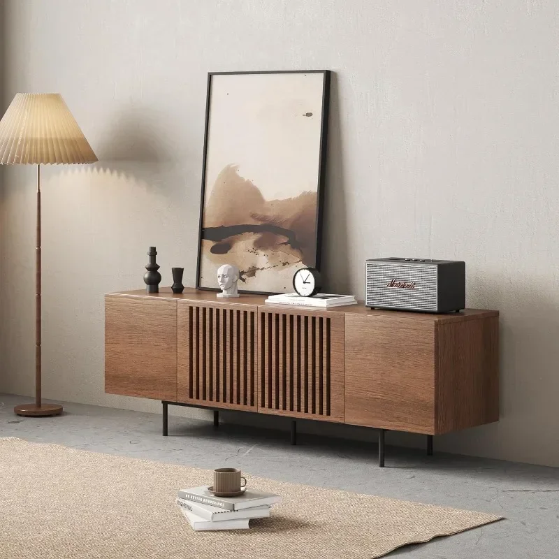 Soporte para TV Napoli Wood: centro de entretenimiento de mediados de siglo con almacenamiento para televisión de pantalla plana [65] pulgadas, muebles de madera