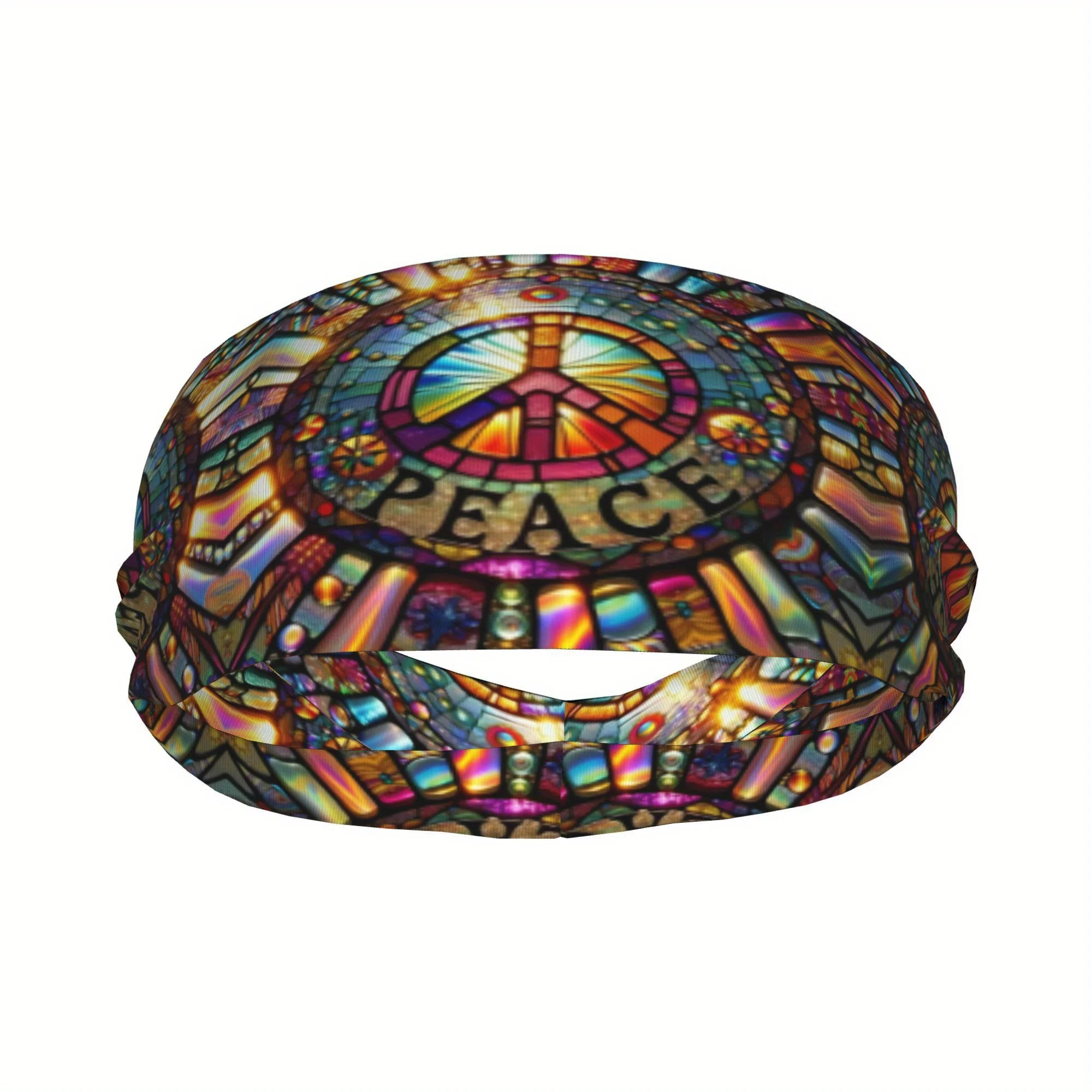 

Спортивная повязка на голову Love And Peace с ярким геометрическим узором, из полиэстера, можно стирать вручную, с красочным дизайном в стиле витражей.