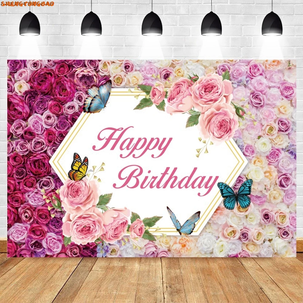 Happy วันเกิดสําหรับถ่ายภาพ Safari สัตว์ Mermaid ผีเสื้อดอกไม้ Baby Shower Party Decor พื้นหลังปรับแต่ง