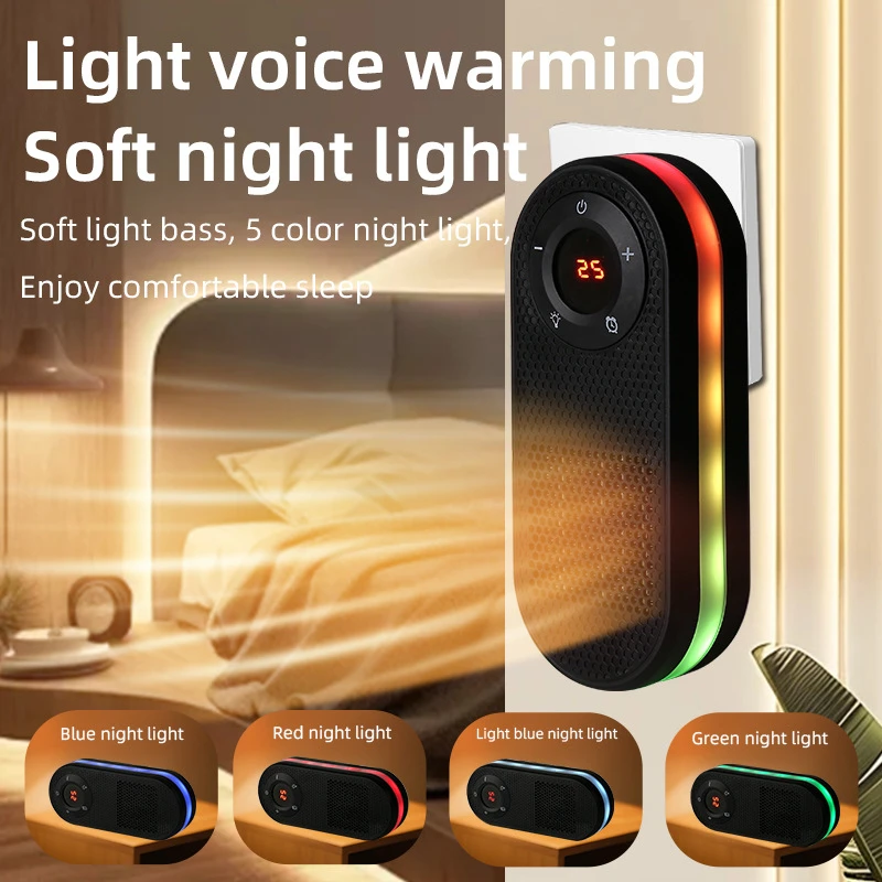 Mini Space Heater With Night Light Function Compact Portable Electric Heater Heater Remote Control Overheat Protection