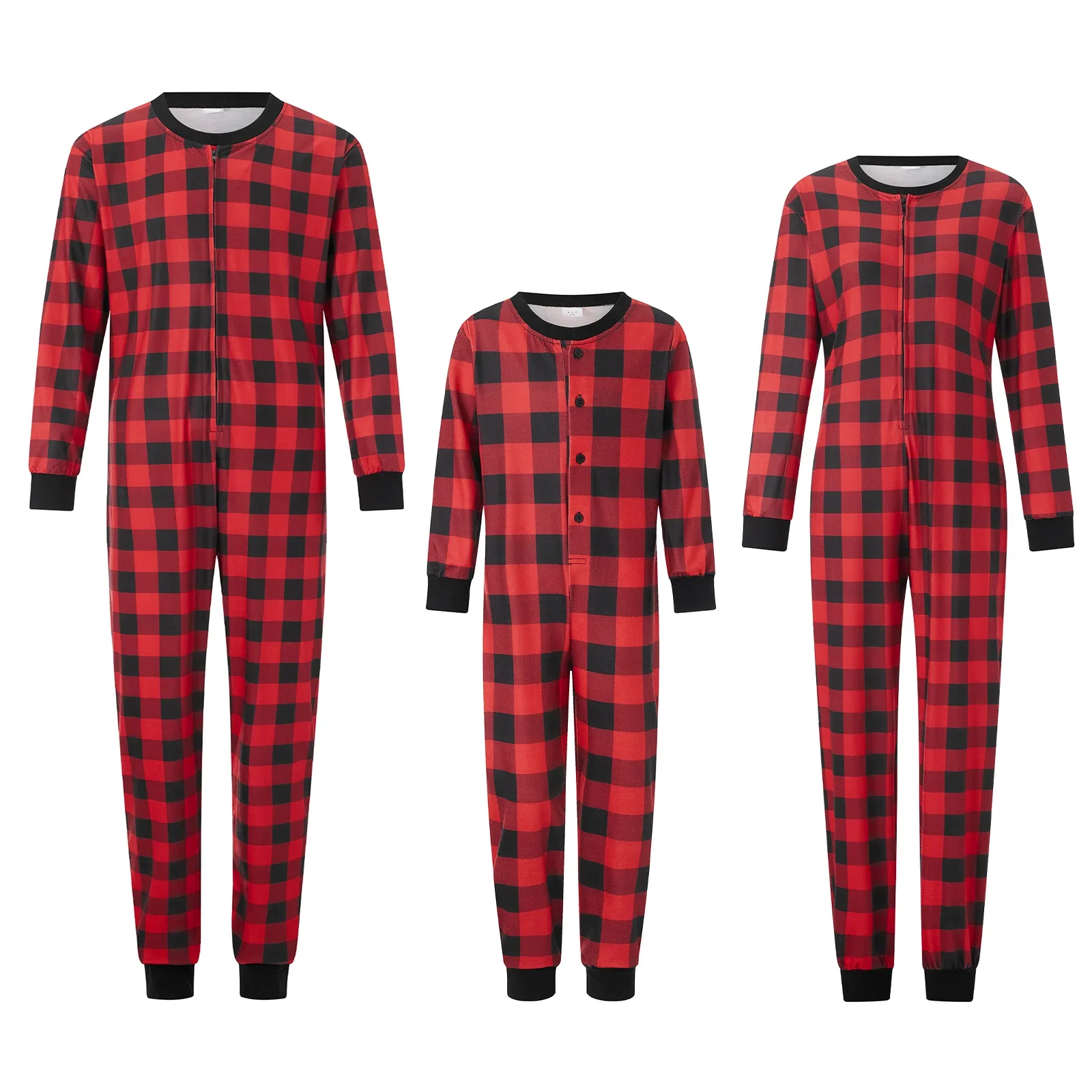 Family Matching Christmas Pajamas for Family Christmas Red Plaid Jumpsuits Matching Christmas Pjs  Holiday Xmas Sleepwear