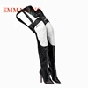 Kobiety Patchwork Thigh High Boots Pointy Toe Stiletto Heels Knight Boots Ladies Motorcycle Boot Runway Over the Knee High Boot 5