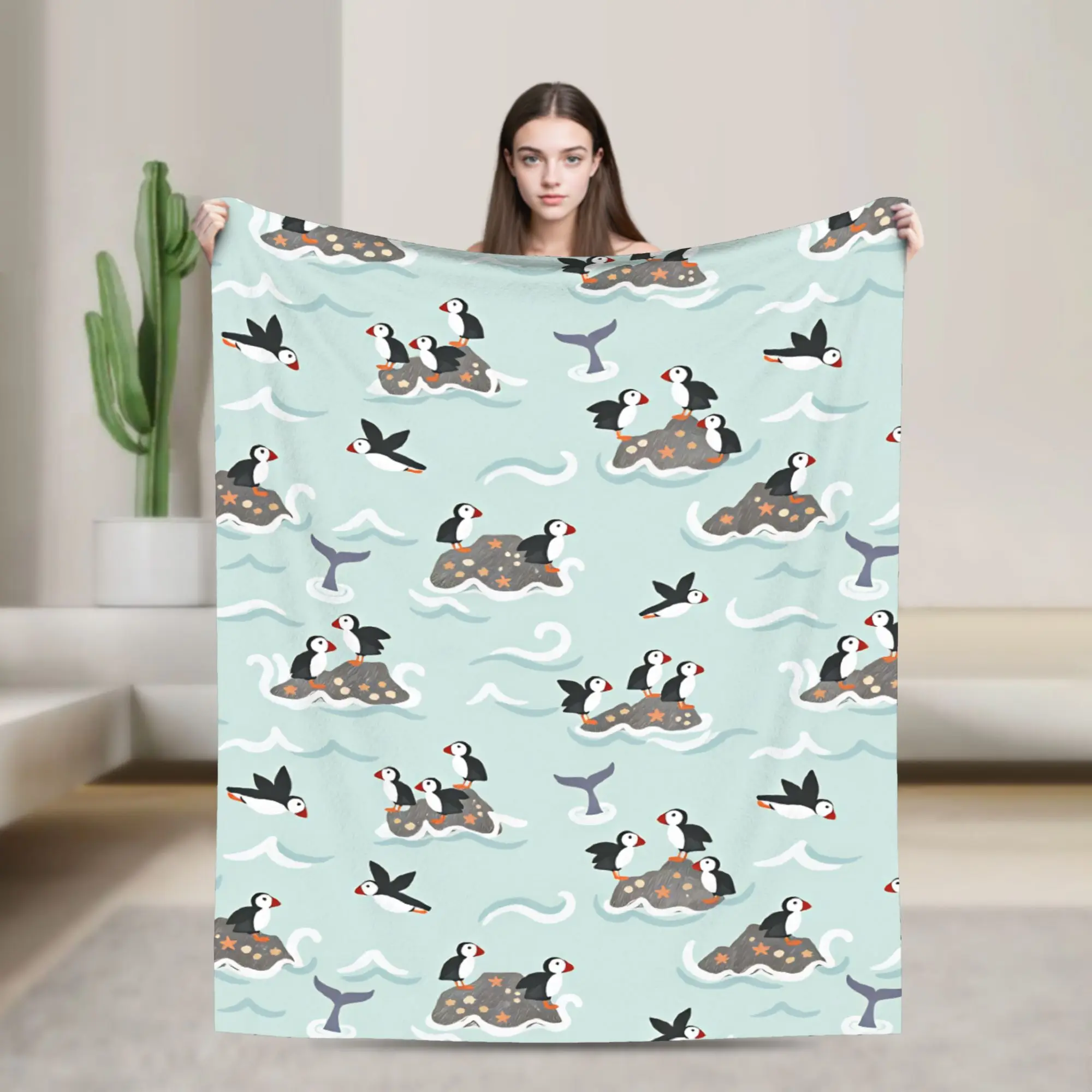 Puffin Rock And New Friends Warm Cozy Blanket For Bedroom  Print Bedding Throws Winter Travel Car Flannel Bedspread