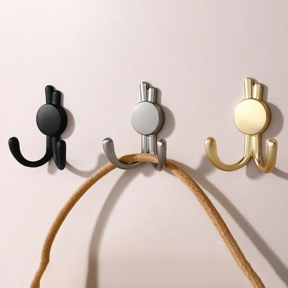 Durable Light Luxury Rabbit Clothes Hook Practical Creative Shape Double Hooks Cartoon Cute Wall-hanging Sling Home