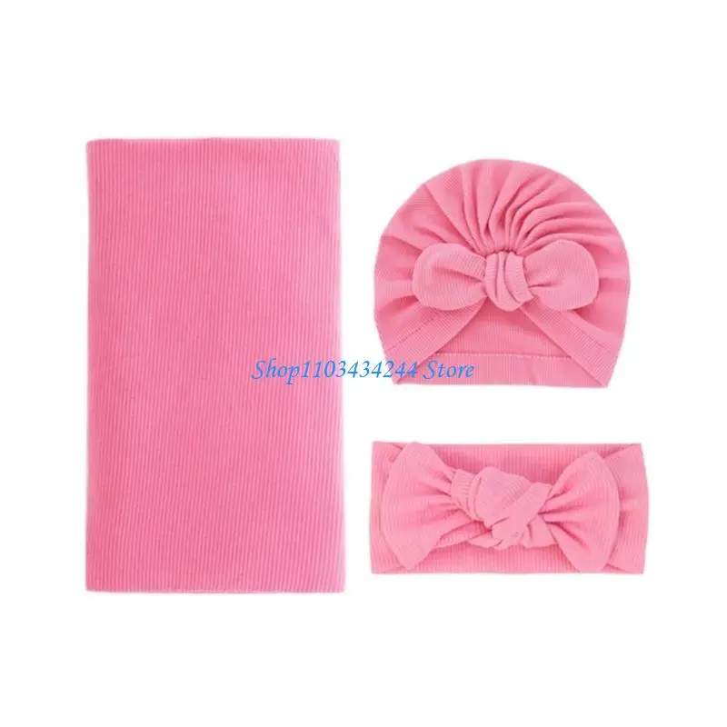 

Newborns Baby Blanket Hat and Hairband Set Breathable and Practical Shower Gift