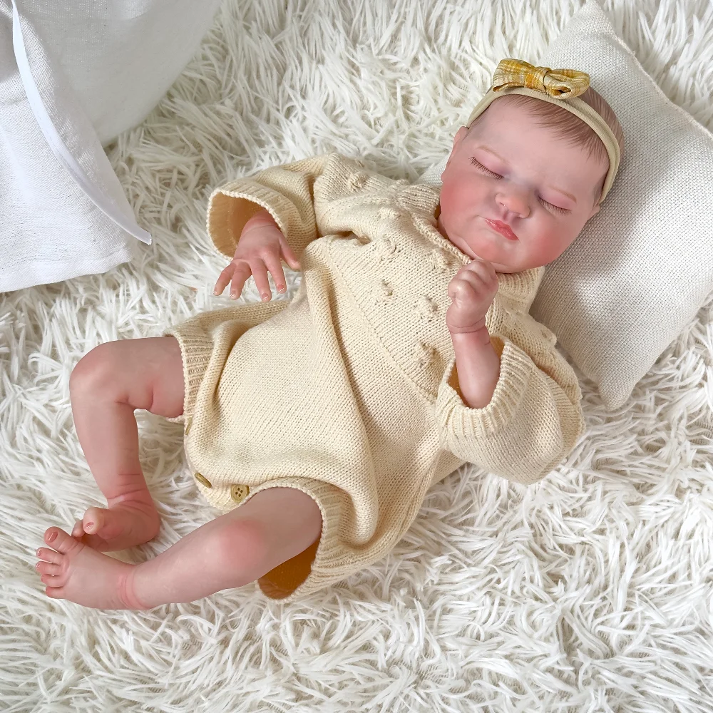 

49CM Already Finished Doll Reborn Quinlyn 3D Skin Multiple Layers Painting with Visible Veins Bebe Reborn Dolls Toys for Girls