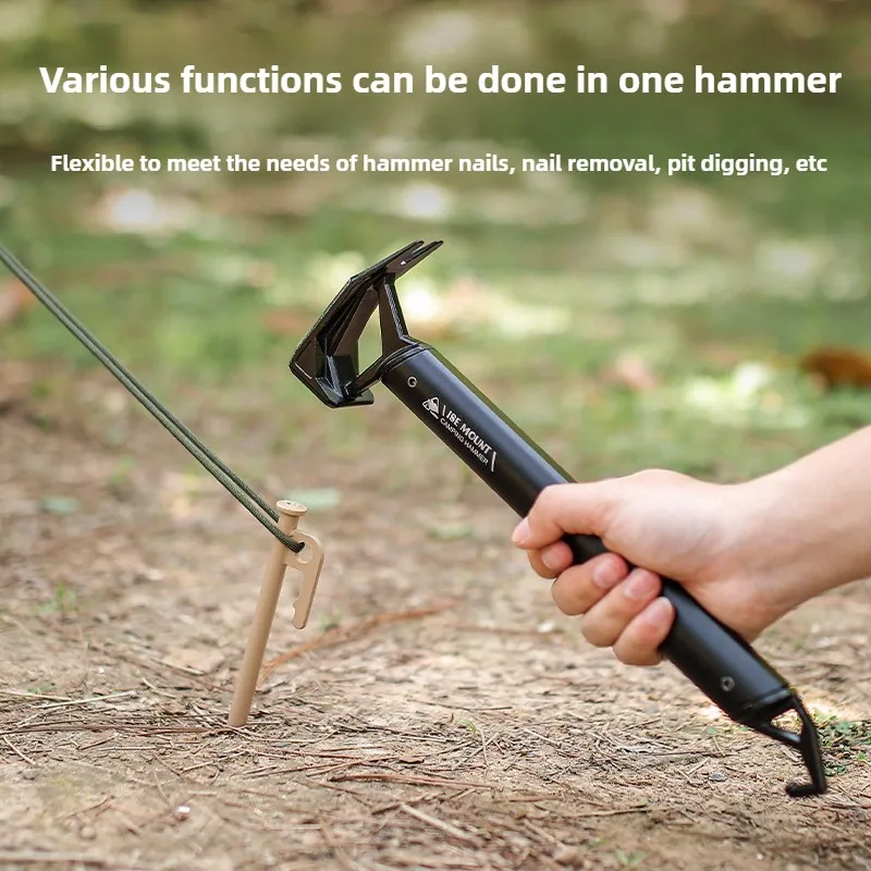 

ISE MOUNT Outdoor Multifunctional Camping Hammer,Aluminum Alloy Tent Canopy Stake Hammer with puller Field Survival Equipment