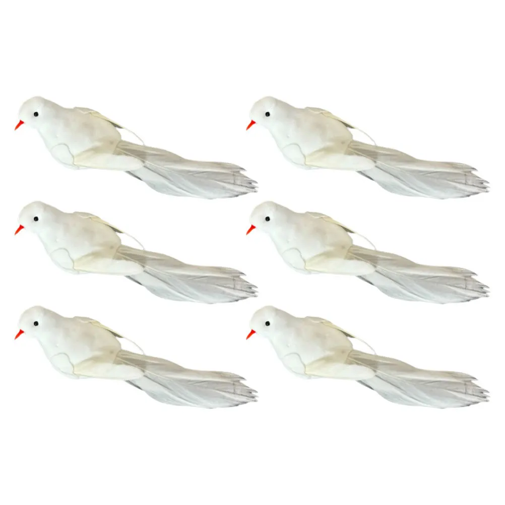 

6Pcs Foam White Doves Realistic Simulation Birds for Holiday Home Decor Garden Lawn Indoor Outdoor Decoration Use