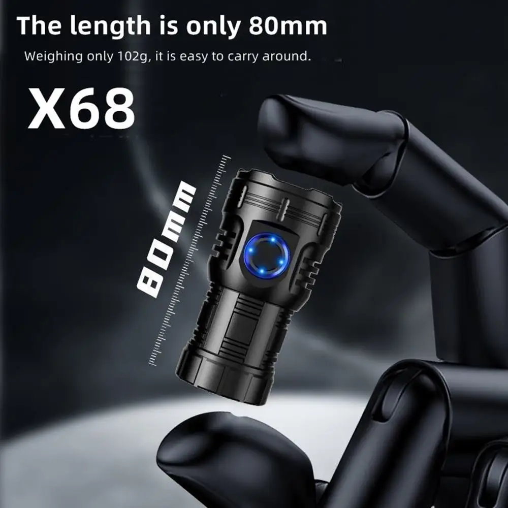 8000LM 8Led High Bright Flashlight Rechargeable Portable Torch Outdoor Pocket Hiking Magnet Emergency Work Car Repair X68 X68S