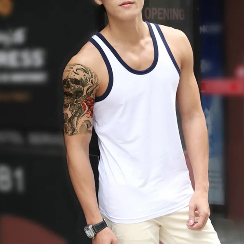 ملصق وشم مؤقت مضاد للمياه على شكل ذراع جمجمة كبيرة ملصقات وشم للمدرسة القديمة وشم فلاش رعب مزيف للرجال والنساء في الهالوين