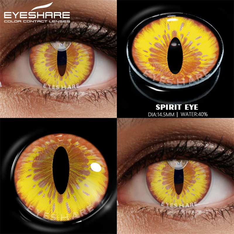 EYESHARE 1 Pair Cosplay Contact Lenses for Eyes New Arrival Blue Yellow Halloween Lenses Crazy Lens for Eyes Beauty Makeup