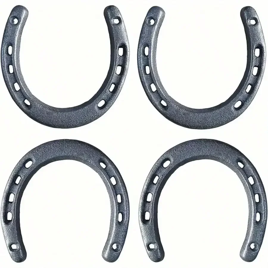 Set of 4 Cast Iron Horseshoes  Hoof Care Excellent Grip and Stability Features Resistant to Wear and Tear for Long - Term Use