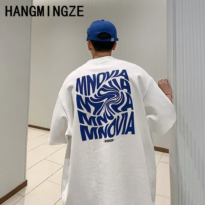 American 260GSM Printed T-shirts Men Oversized Summer Cotton Short Sleeve Tees Ins Male Top Streetwear Versatile Couple Clothes