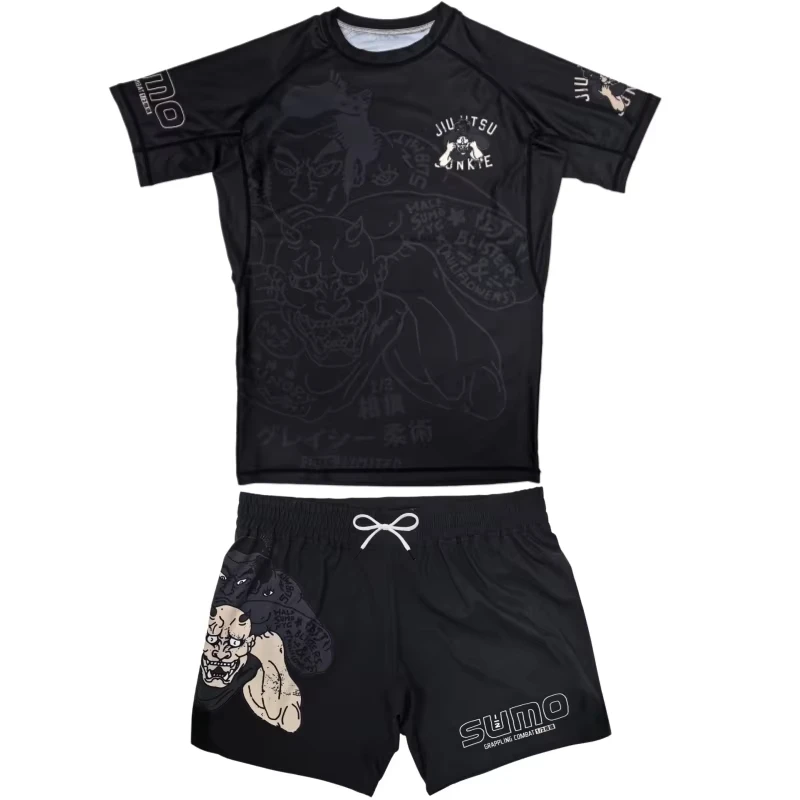 2026 Neues Japanisches Sumo Hannya Dämonen-Themen Kampfset Unisex Schweißableitend und Atmungsaktiv, Kurzarm-Oberteil + Shorts Set für Kinder – Detail 4