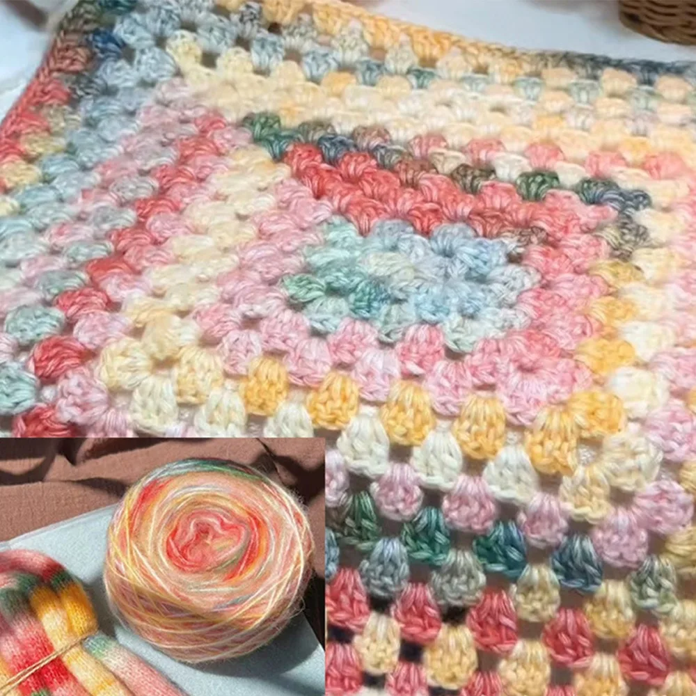 

Crocheted Gradient Seven Star Blanket Fashion DIY Craft Woolen Weaving Blanket Unfinished Star Knitted Blanket