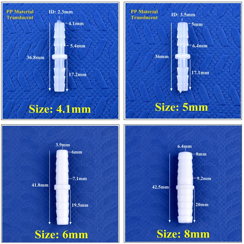 Conectores directos de plástico de grado alimenticio, 5 ~ 200 Uds., 4 ~ 14mm, diámetro igual, accesorios de bomba de aire para acuario, tubería de