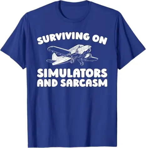 Training Simulator Pilot - Flight Instructor T-Shirt Y2k Surviving on Simulators and Sarcasm Sarcastic Joke Saying Tee Herren Geschenke – Detail 4