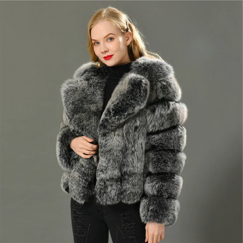 Hot Sale Haining Fur Coat 2024 Women's New Fox Hair True Hair Fashion Style Fox Fur Coat Women