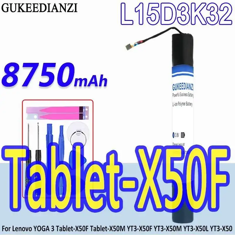 

Tablet Battery L15D3K32 L15C3K32 8750Mah For Lenovo Yoga 3 Tablet-X50F Tablet-X50M YT3-X50F YT3-X50M YT3-X50L YT3-X50
