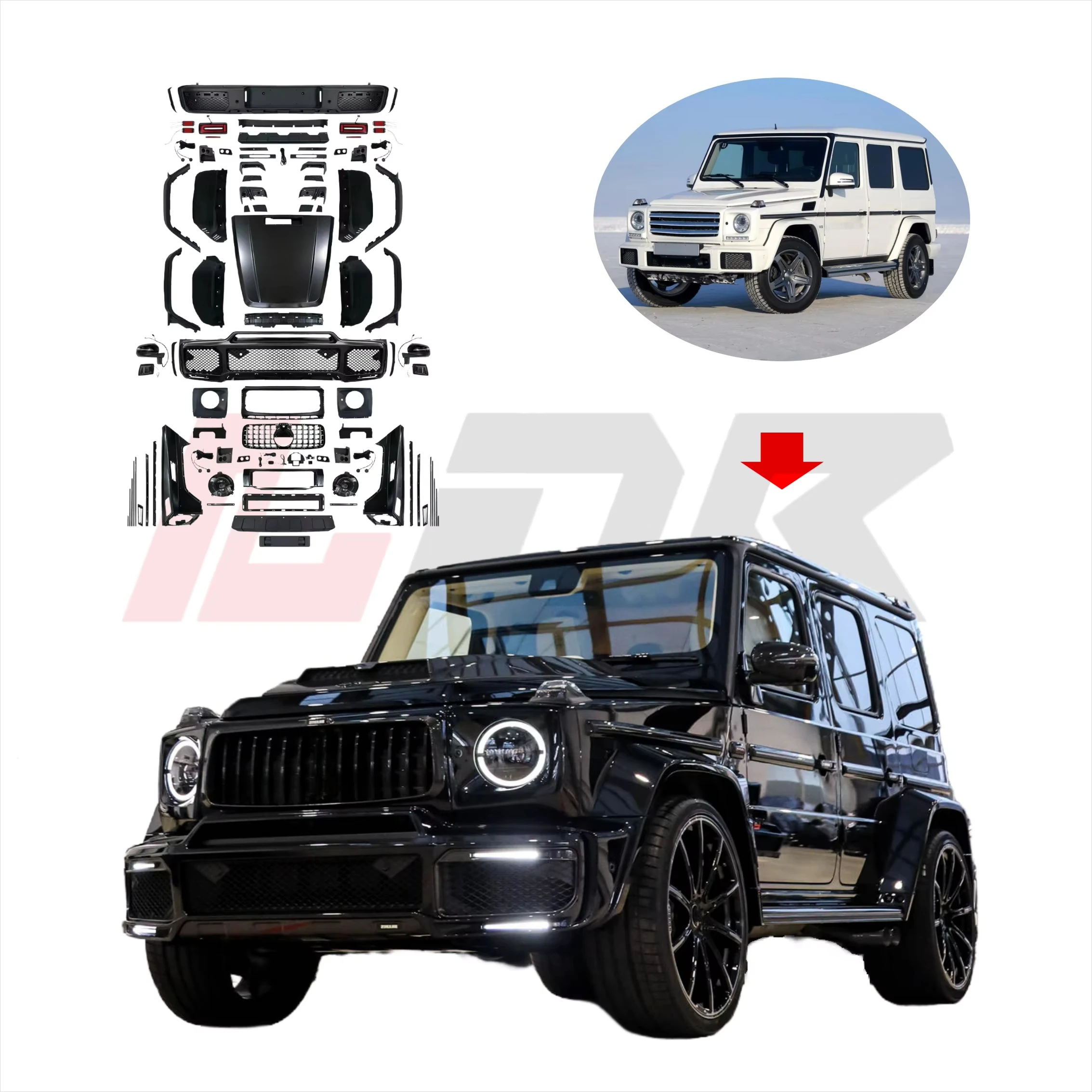 

2000-2018 Domineering W463 Upgrade 2019+ B-B Style Body Kits for G-Class G Wagon G500 G550 Bear Bumper New Clips
