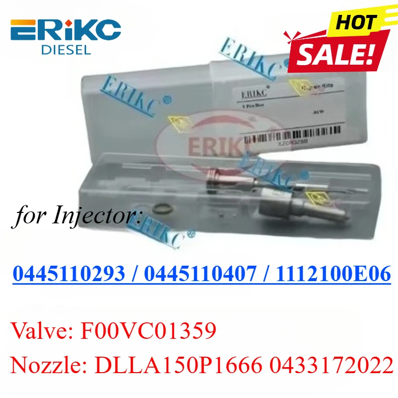 

0445110293 0445110407 FUEL Injector Repair Kit Valve F00VC01359 Nozzle DLLA150P1666 0433172022 For Bosch 1112100E06