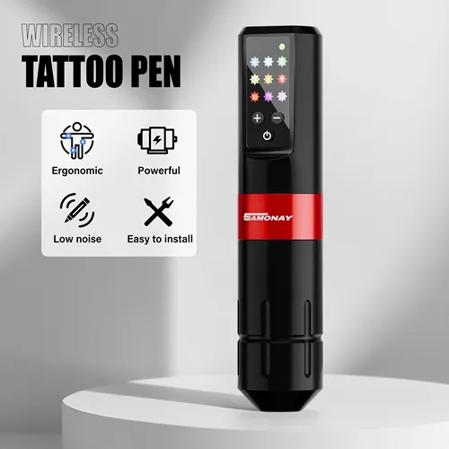 Imagen 2 del producto Kit de pluma de tatuaje rotativa de 8000 RPM: fuente de alimentación inalámbrica de 1600 mAh, juego completo para principiantes con tintas de tatuaje, práctica de piel y agujas