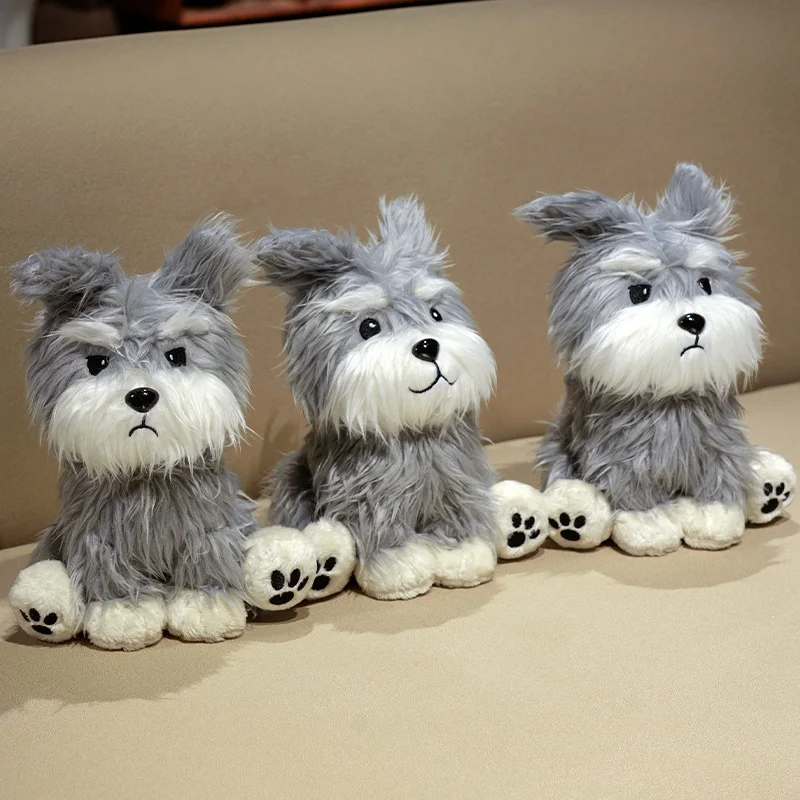 25cm Simulation RealLife Pets Lovely Schnauzer Dog Plush Toy Stuffed Fluffy Animal Cute Puppy Baby Appsease Doll Soft Kids Gift