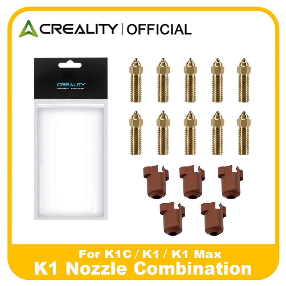 

Creality K1 Brass Nozzle Kit 10PCS 0.2/0.4/0.6/0.8/1.0/1.2MM High Speed Brass Nozzle 3D Printer for K1/K1 Max/Ender 3 V3 KE/CR10