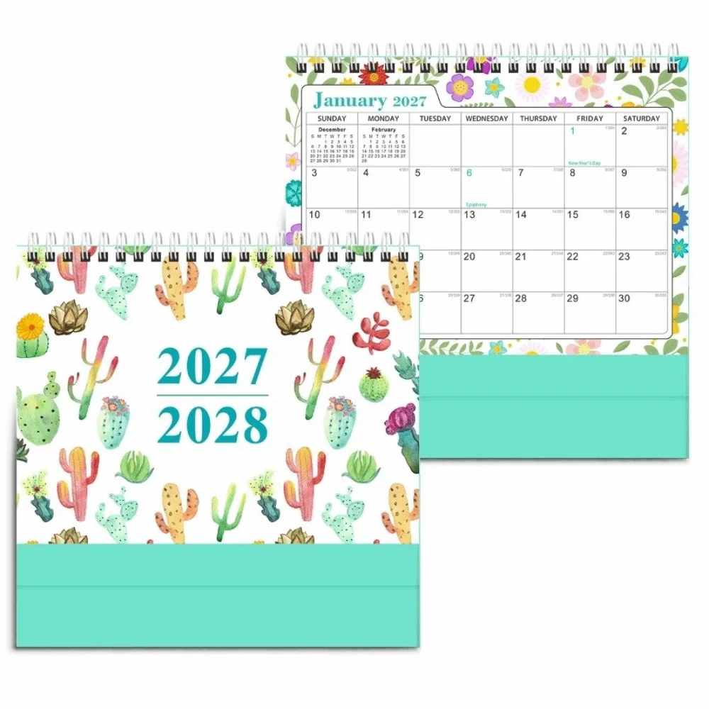 New Plant Desk Calendar January 2027-June 2028 Standing Flip 2027 Desktop Planner Small Office Supplies Monthly Agenda Calendar