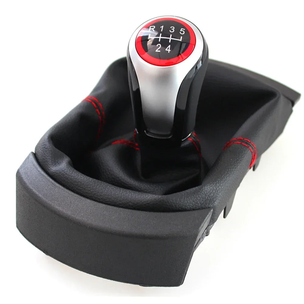 

Black Leather Knob Black Leather With Red Stitching Bracket Base Assembly Stylish Black Leather Daily Wear Resistance