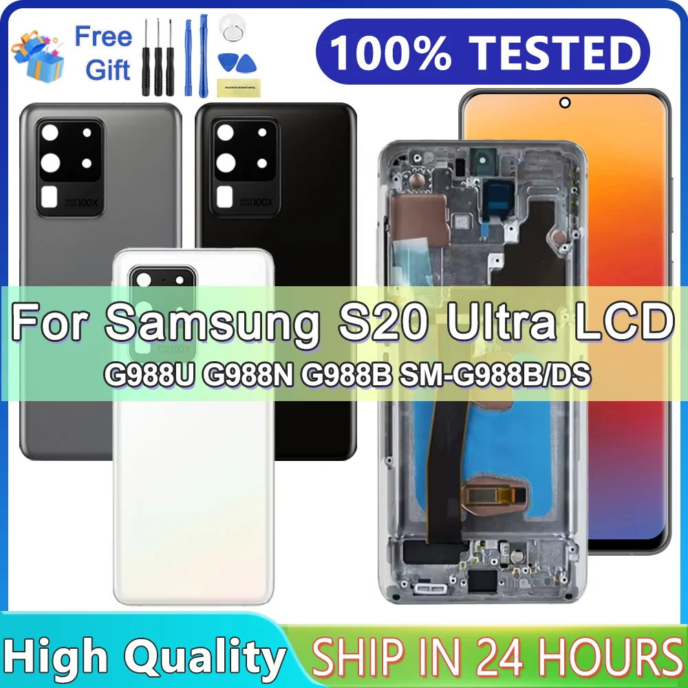 Tested S20 Ultra LCD With Frame For Samsung S20 Ultra 5G LCD G988 G988B SM-G988U Display Touch Screen Digitizer Replacement