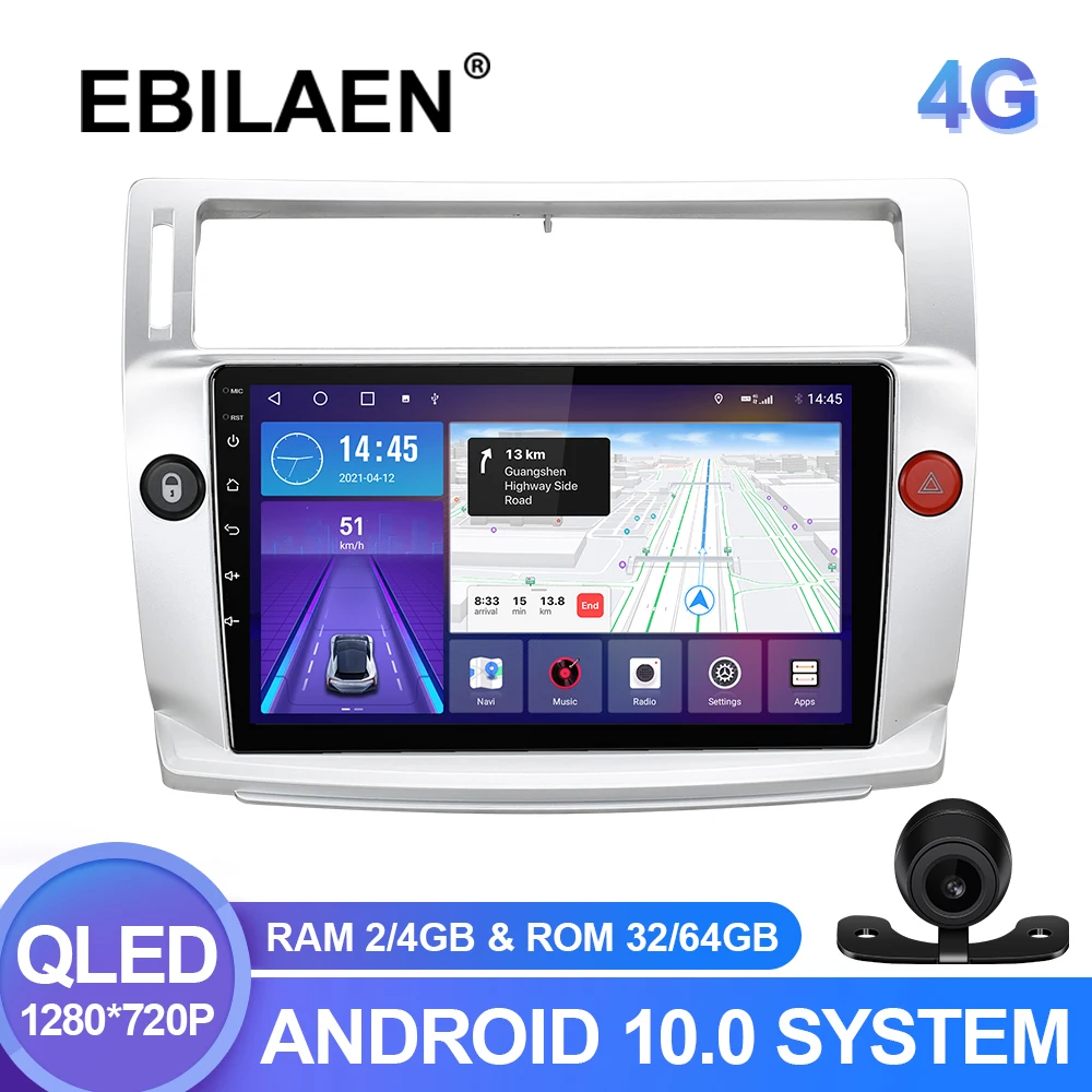 

Автомобильный мультимедийный плеер для Citroen C4 C-Triomphe C-Quatre 2004-2009 Android 10.0 авторадио GPS-навигация радио камера головное устройство