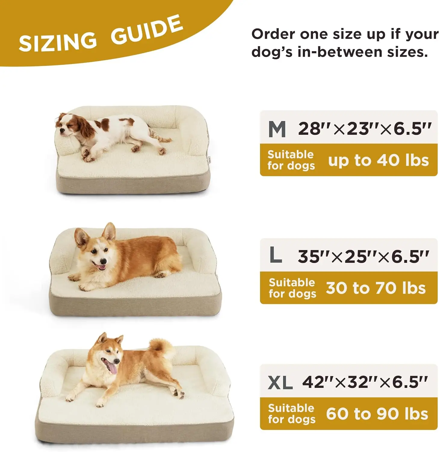 Memory Foam Dog Bed for Extra Large Dogs Orthopedic Pet Bed Sofa with High Support Reversible Egg Foam Luxury Dog Bed Sofa