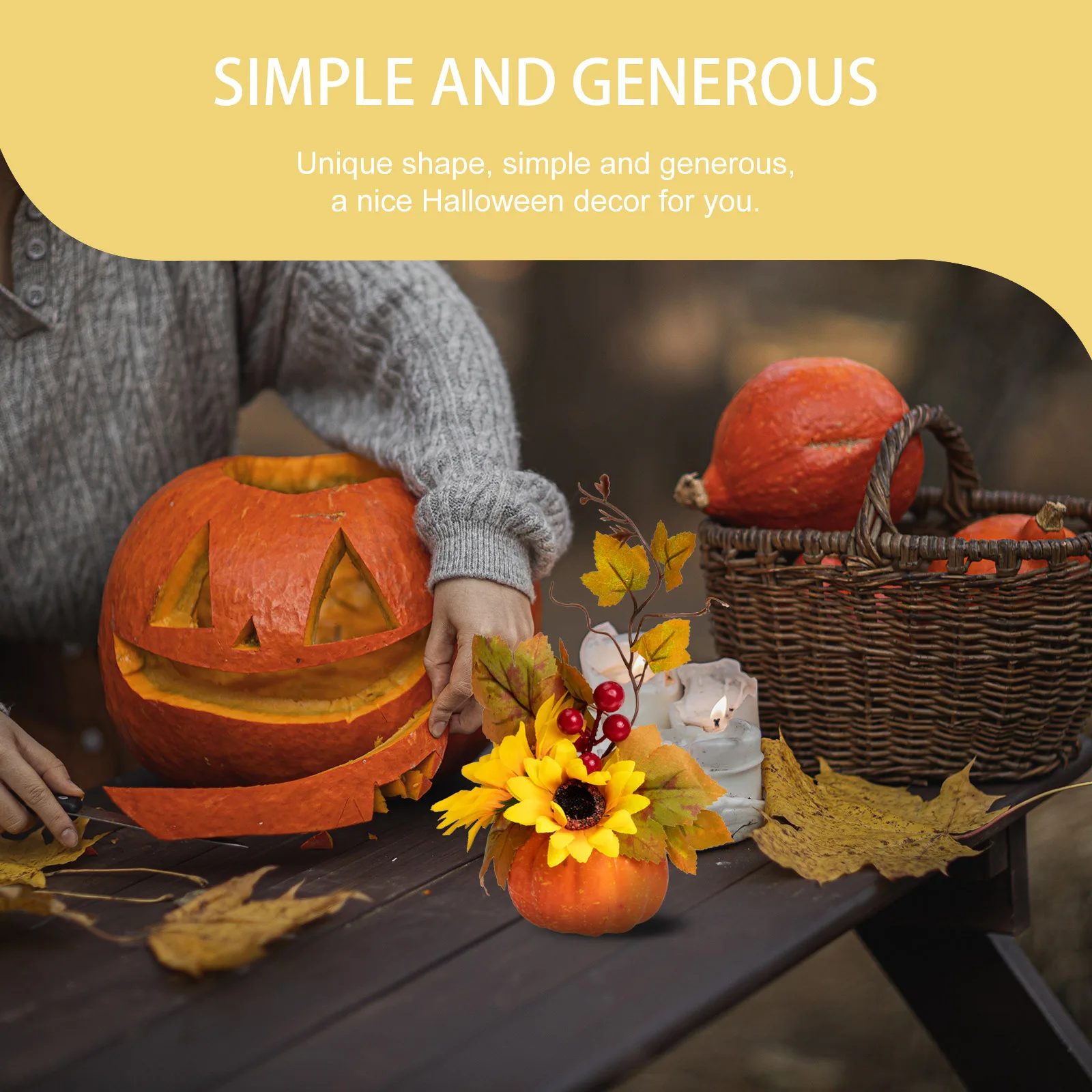 

Halloween Pumpkin Ornament Plastic Decorative Harvest Pumpkins Unique Shape Good Texture Multi-Functional Decoration