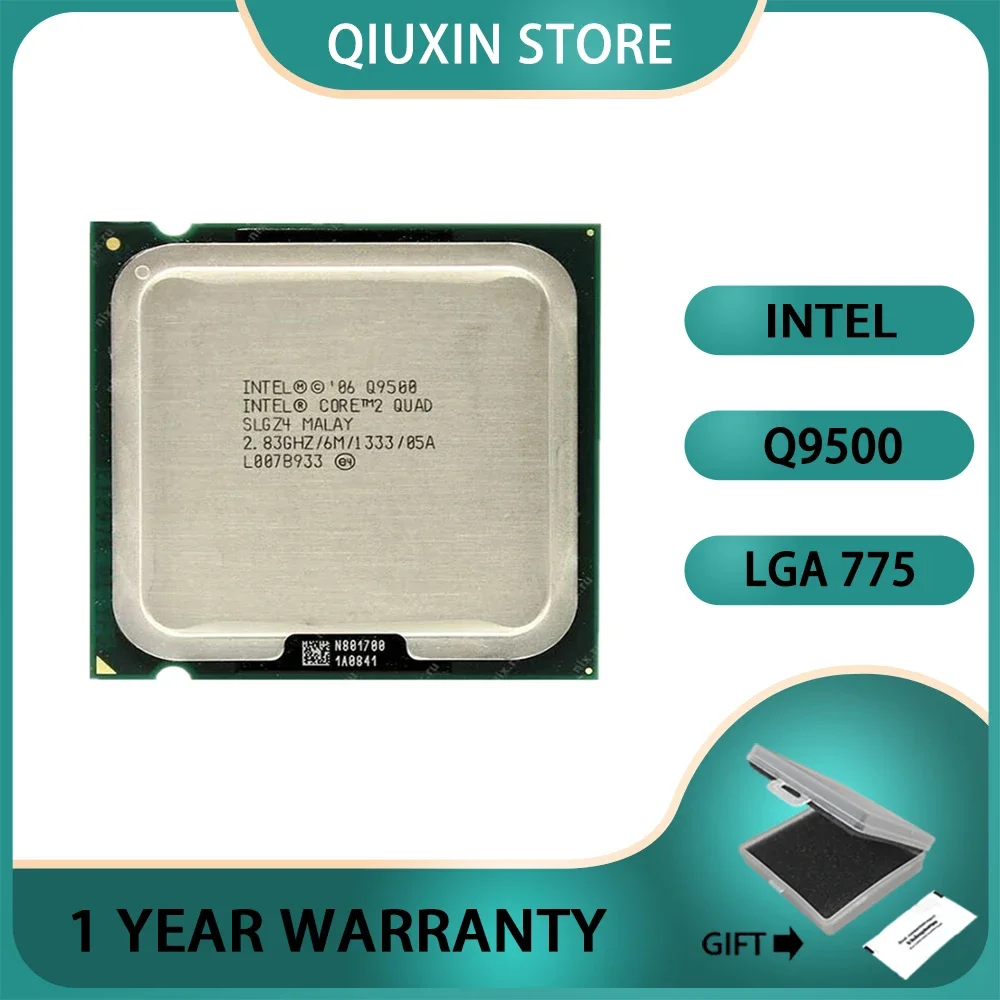 Intel Core2 Quad Q9500 Processor  Desktop LGA 775 CPU  2.83GHz 6MB Cache FSB 1333