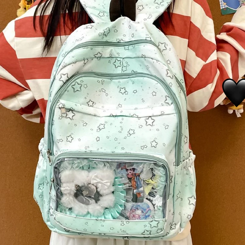 

HAEX Aesthetic Women Backpacks 2025 Harajuku Trend Ita Bags Large Capacity Students Commute DIY Anime Badge Mochilas Para Mujer