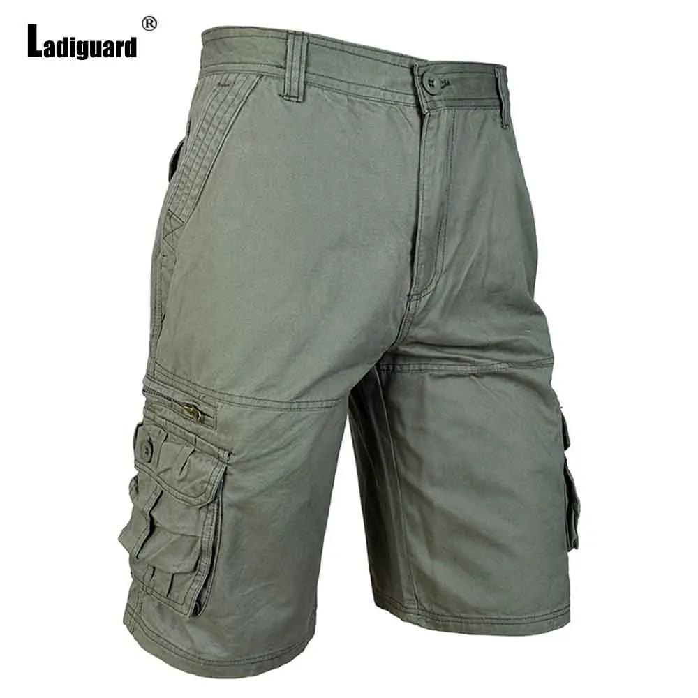 남성 빈티지 스탠드 포켓 코튼 카고 반바지 2025 유럽 스타일 캐주얼 비치 반바지 솔리드 그레이 카키 버튼업 핫팬츠