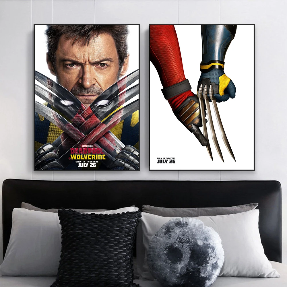 2024 Funny Films Poster Deadpool & Wolverine Prints Disney Movie Canvas Painting Wall Art Pictures For Living Room Home Decor