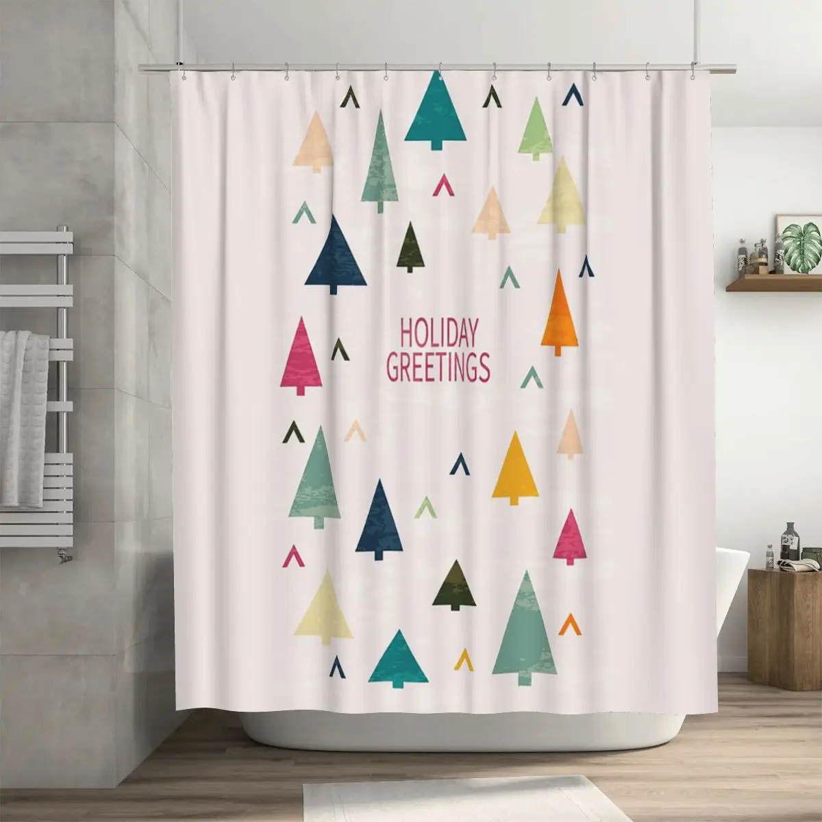 

Занавеска для душа с рисунком рождественской елки, полиэстеровая, водонепроницаемая, для ванной комнаты, с крючками