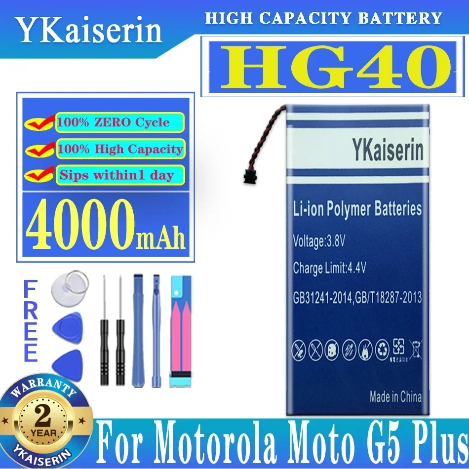 

Аккумулятор YKaiserin HG40 емкостью 4000 мАч для Motorola Moto G5 Plus G5Plus XT1684 XT1685 XT1687 XT1681 HG 40 Bateria для телефона