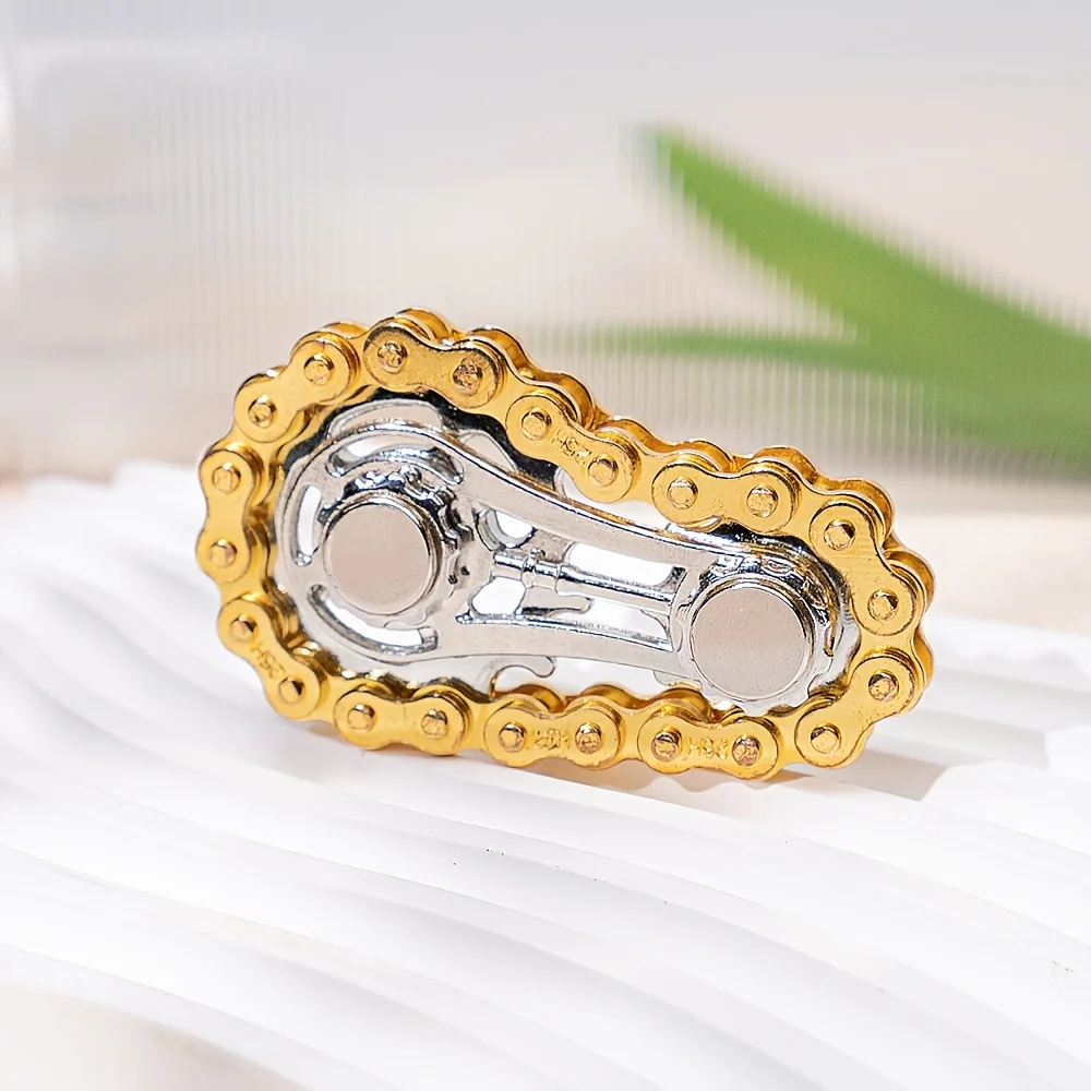 Giocattolo Fidget Spinner con ruota a catena, giroscopio da dito in metallo, attrezzatura per bicicletta sensoriale, sollievo dall'ansia edc, regalo di compleanno per ufficio da scrivania