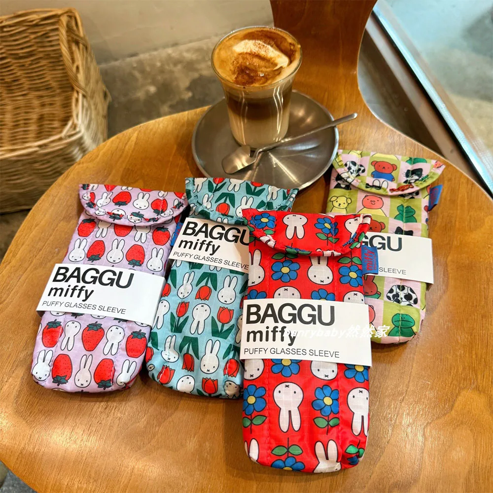 Bolsa de almacenamiento de gafas Miffy, gafas de sol de conejo bonitas de dibujos animados, bolsa protectora de gafas de sol Kawaii con atracción magnética, juguete de regalo