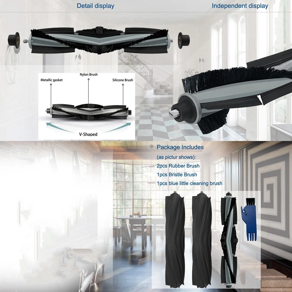 A005-4-компонентные сменные аксессуары для пылесоса Ecovacs X2 Omni, роликовая щетка, основная щетка