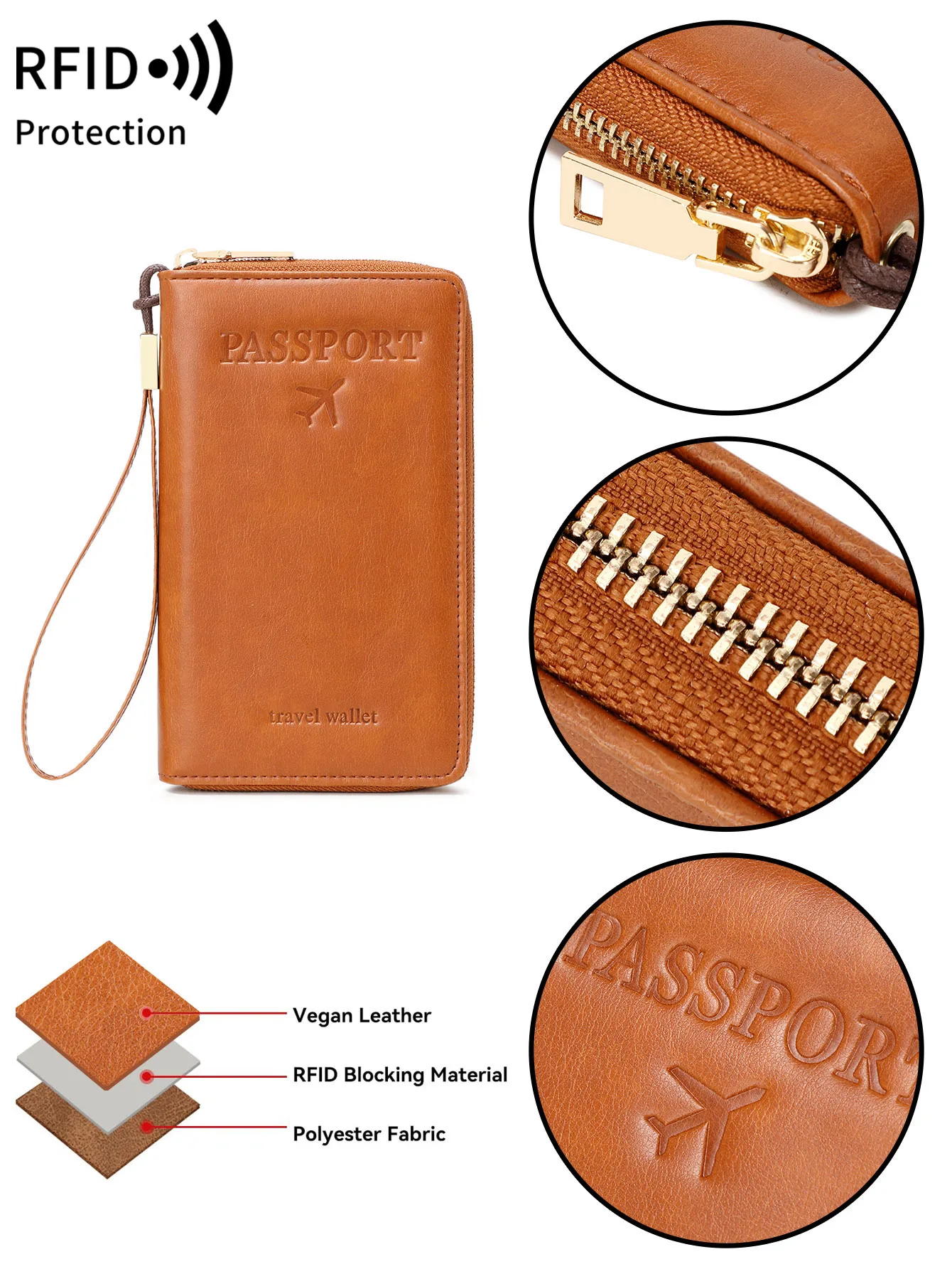 Minimalist retro RFID passport bag multifunctional ID card bank card passport holder high-quality PU leather travel accessories