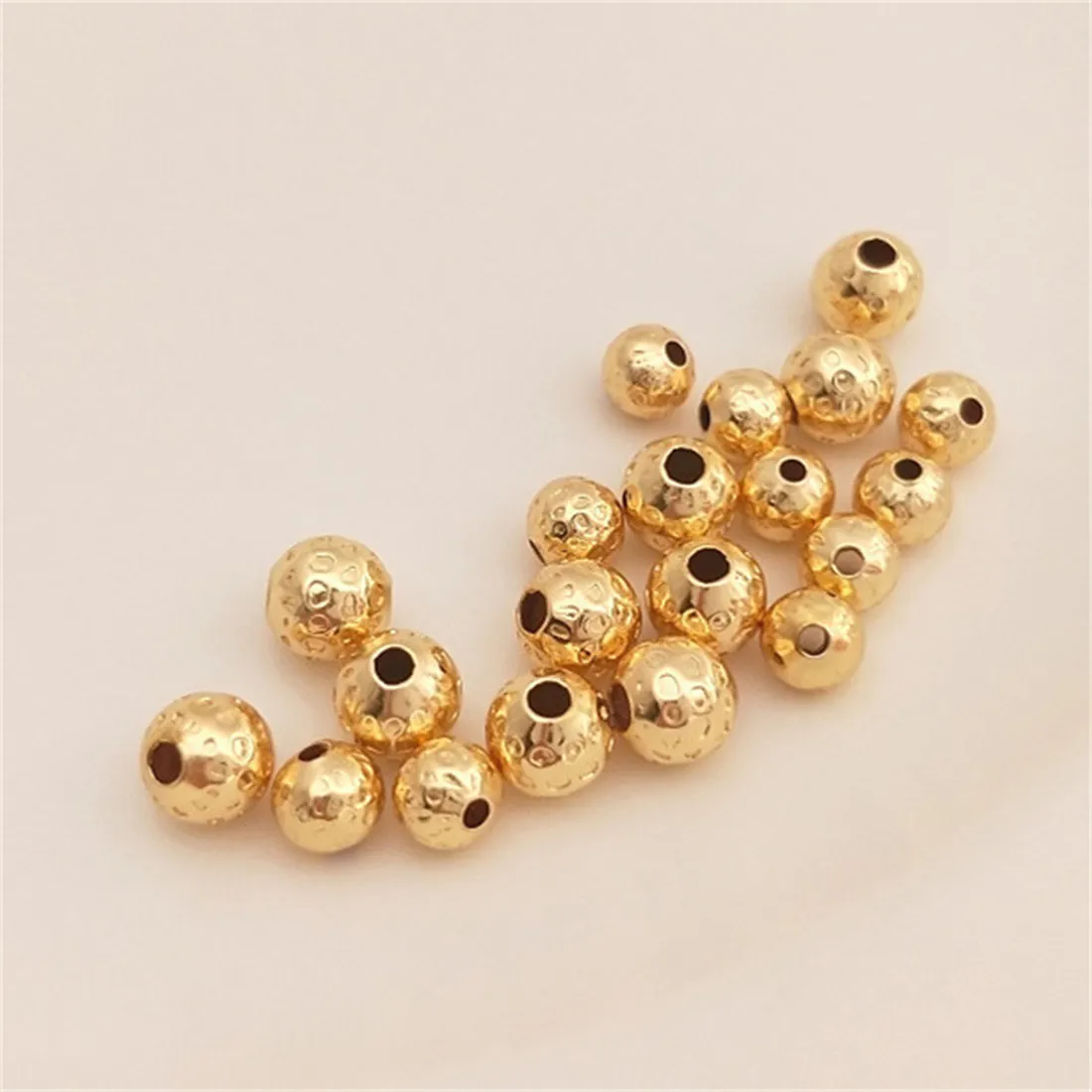 10PCS 14K Gold-coated Embossed Beads, Handmade Beaded Bracelet, Bead Materials, DIY Jewelry