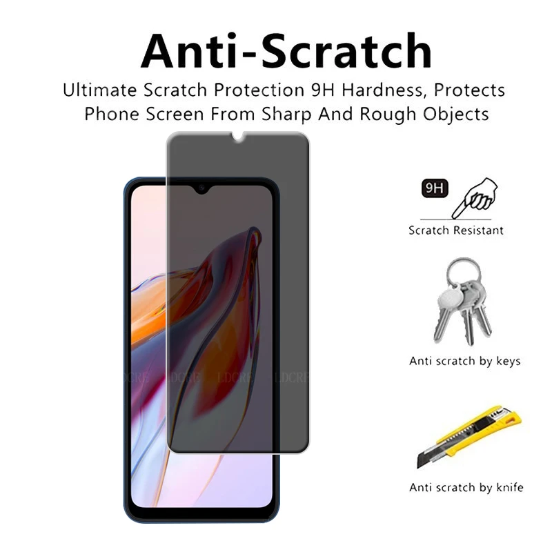 4Pcs For Xiaomi Redmi 12C Glass Redmi 12C Screen Protector Phone Cover Protective 9H Anti-Spy Privacy Tempered Glass Redmi 12C